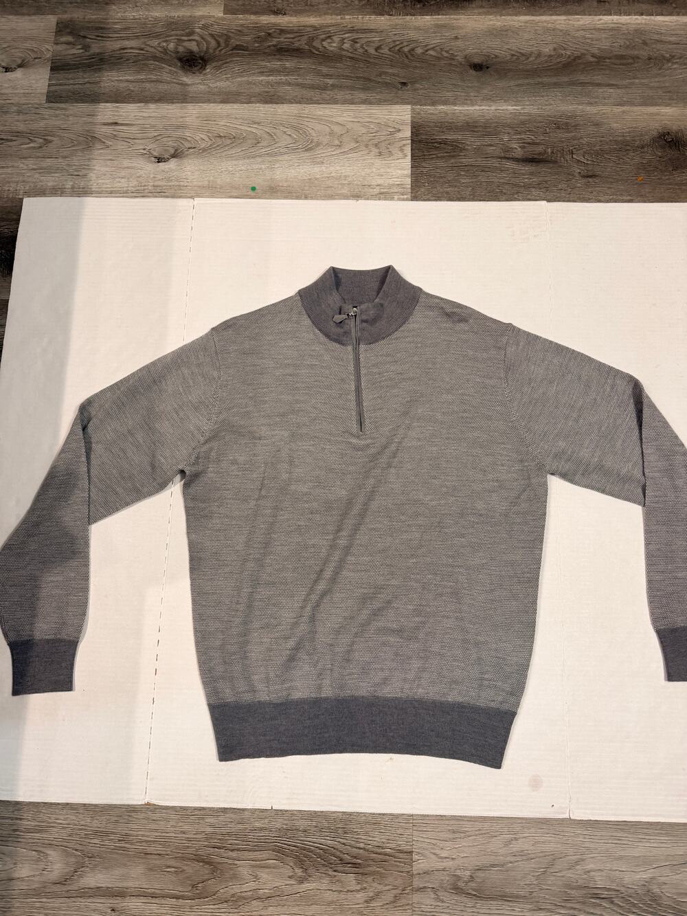 Peter Millar Collection L Merino Wool Silk Cashmere 1/4 Zip Sweater Italy Gray